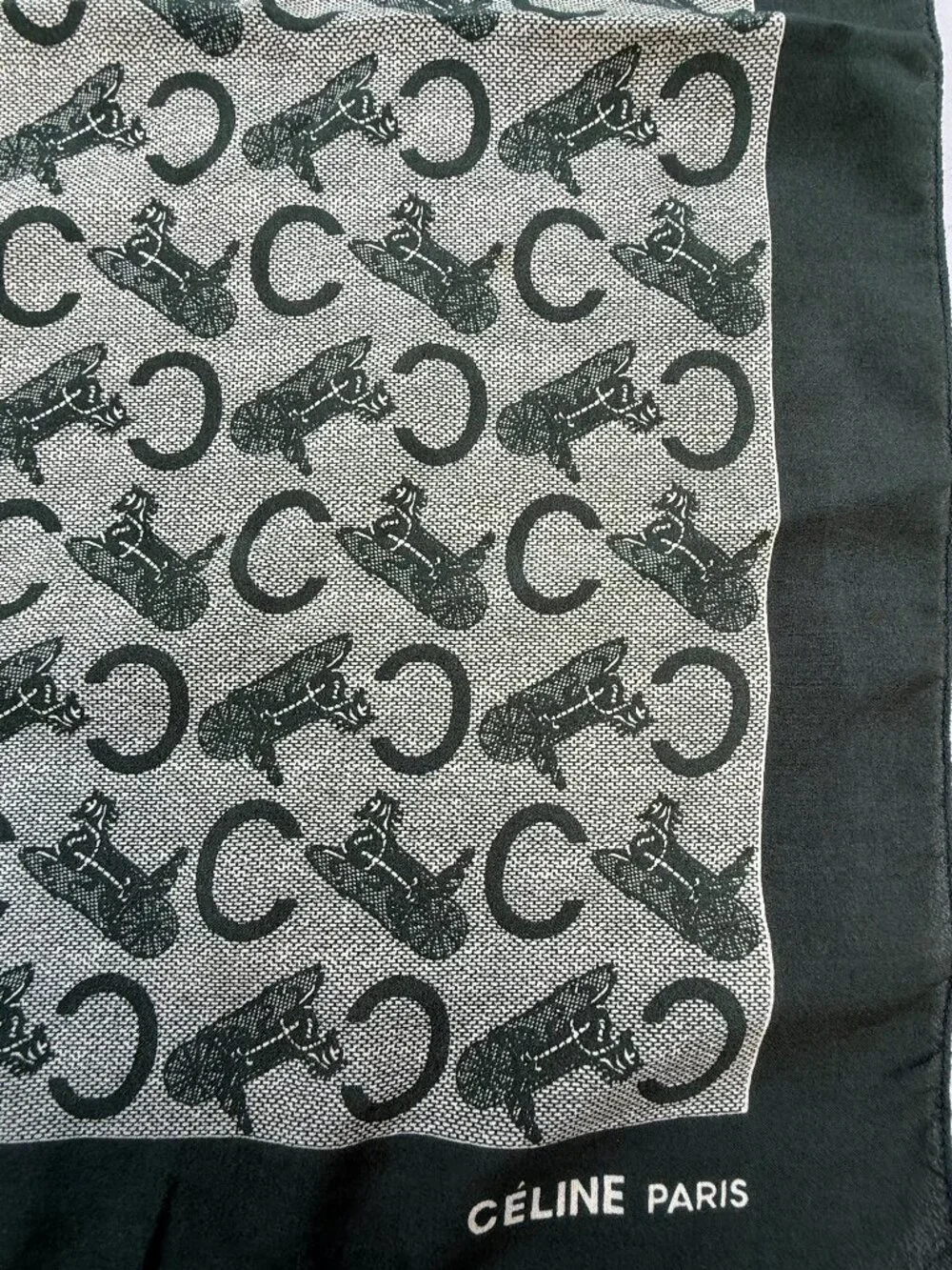 Celine Silk Bandana Scarf Made In Paris Carriage Motif